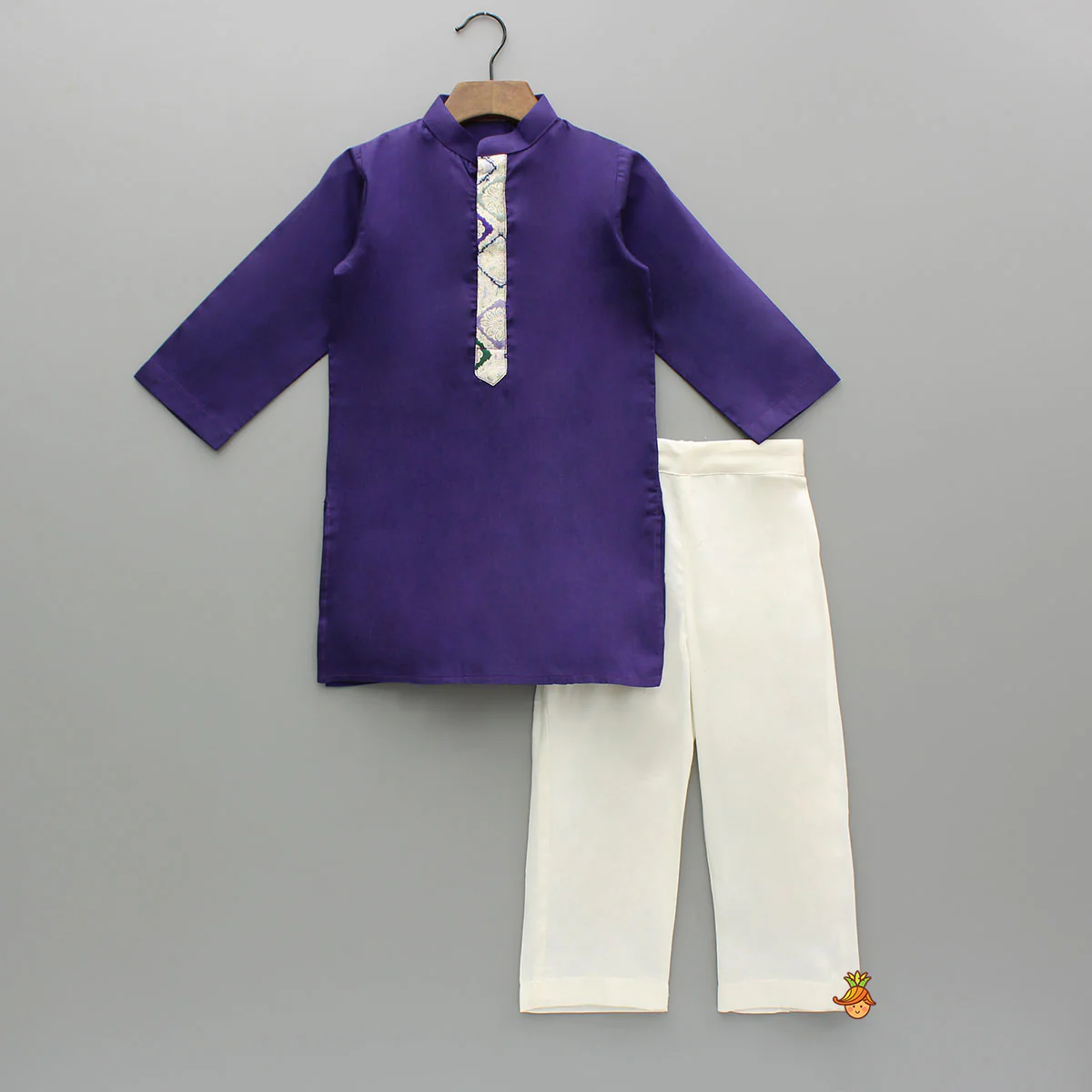 Purple Kurta And Brocade Jacket With Pant - Image 3