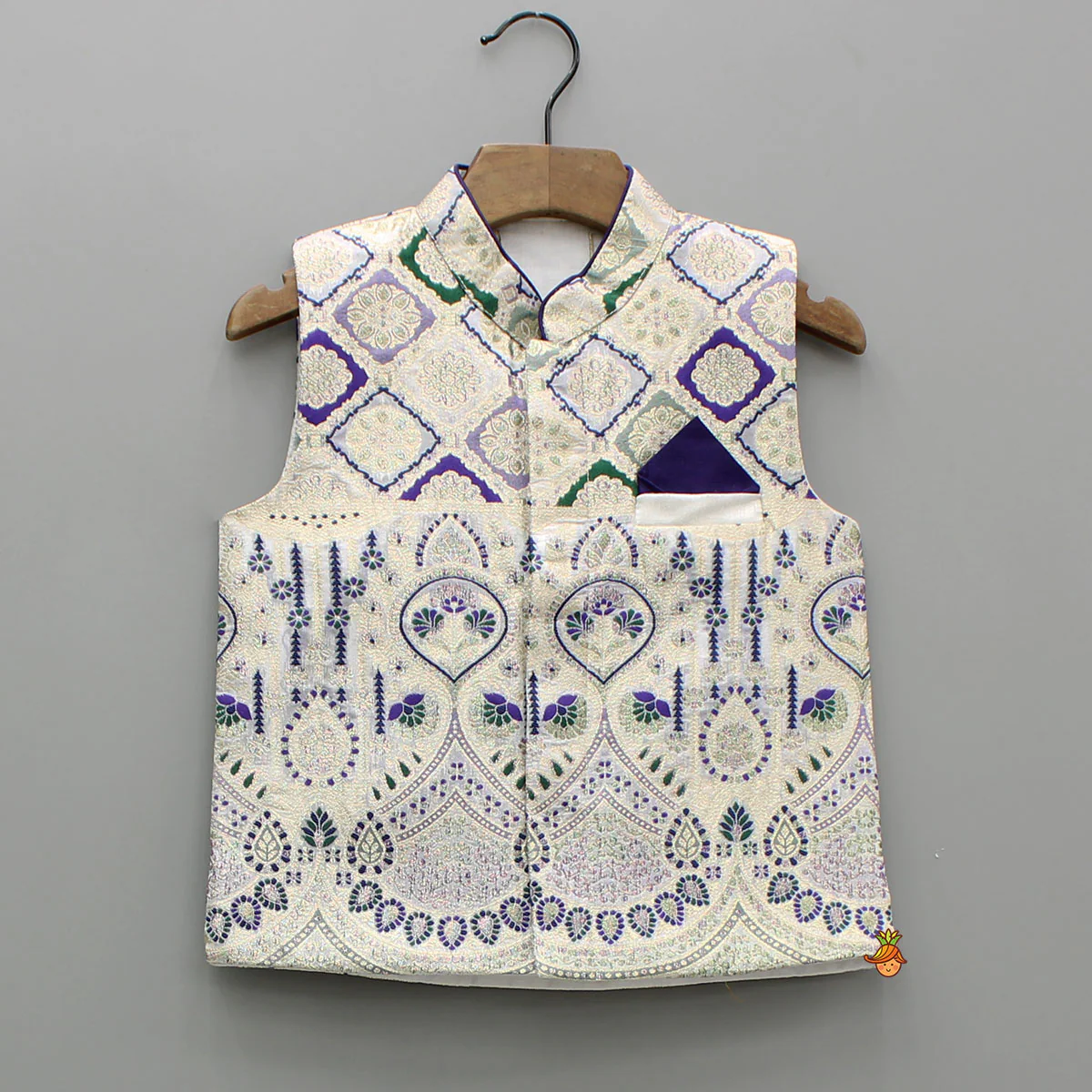 Purple Kurta And Brocade Jacket With Pant - Image 6