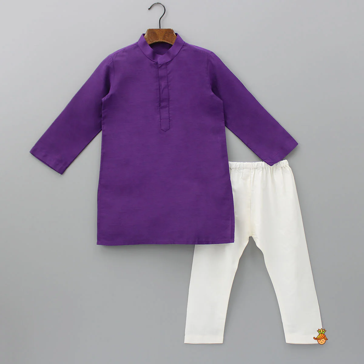 Purple Kurta And Floral Printed Jacket With Pyjama - Image 3