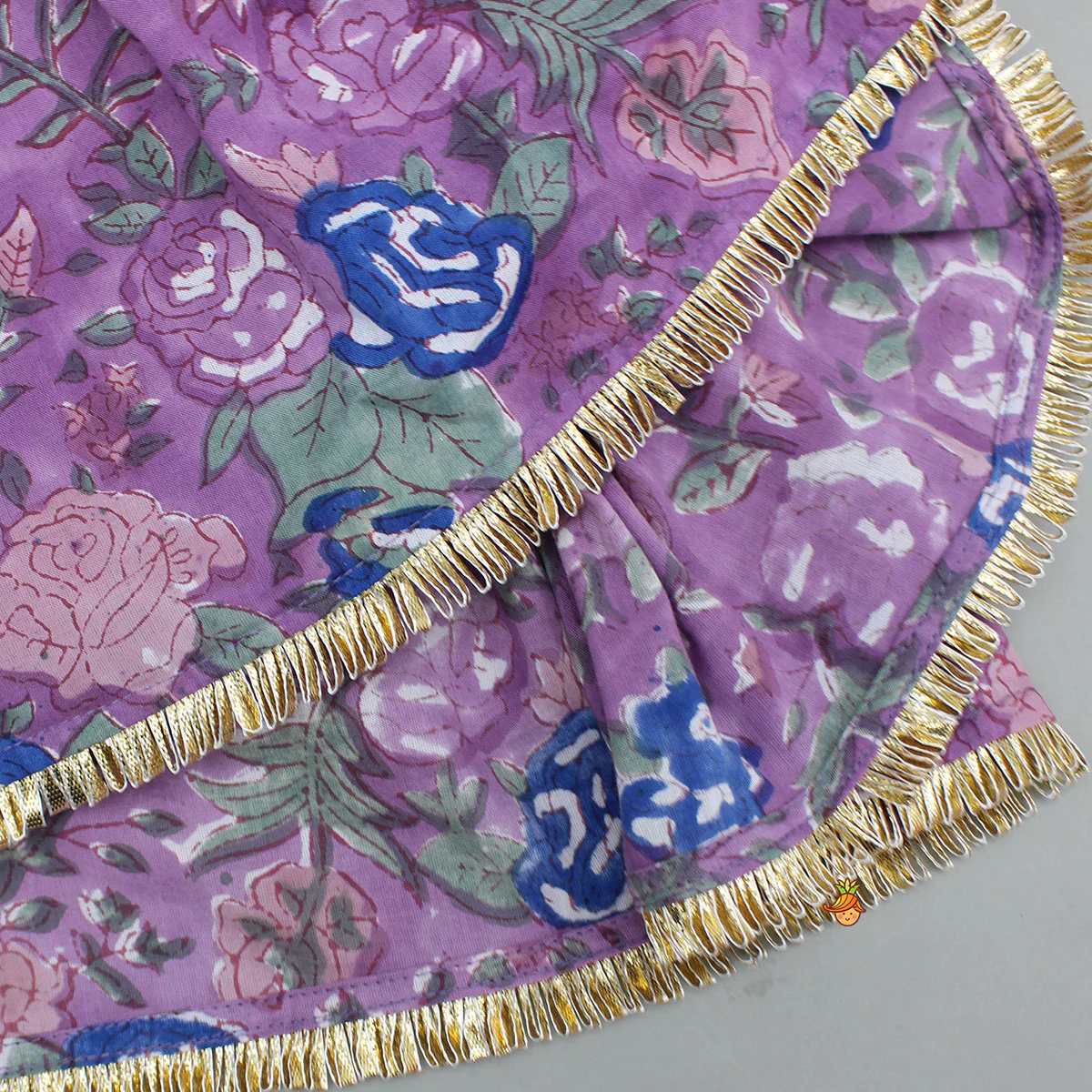 Purple Multicolour Printed Angarkha Style Kurti And Sharara - Image 5