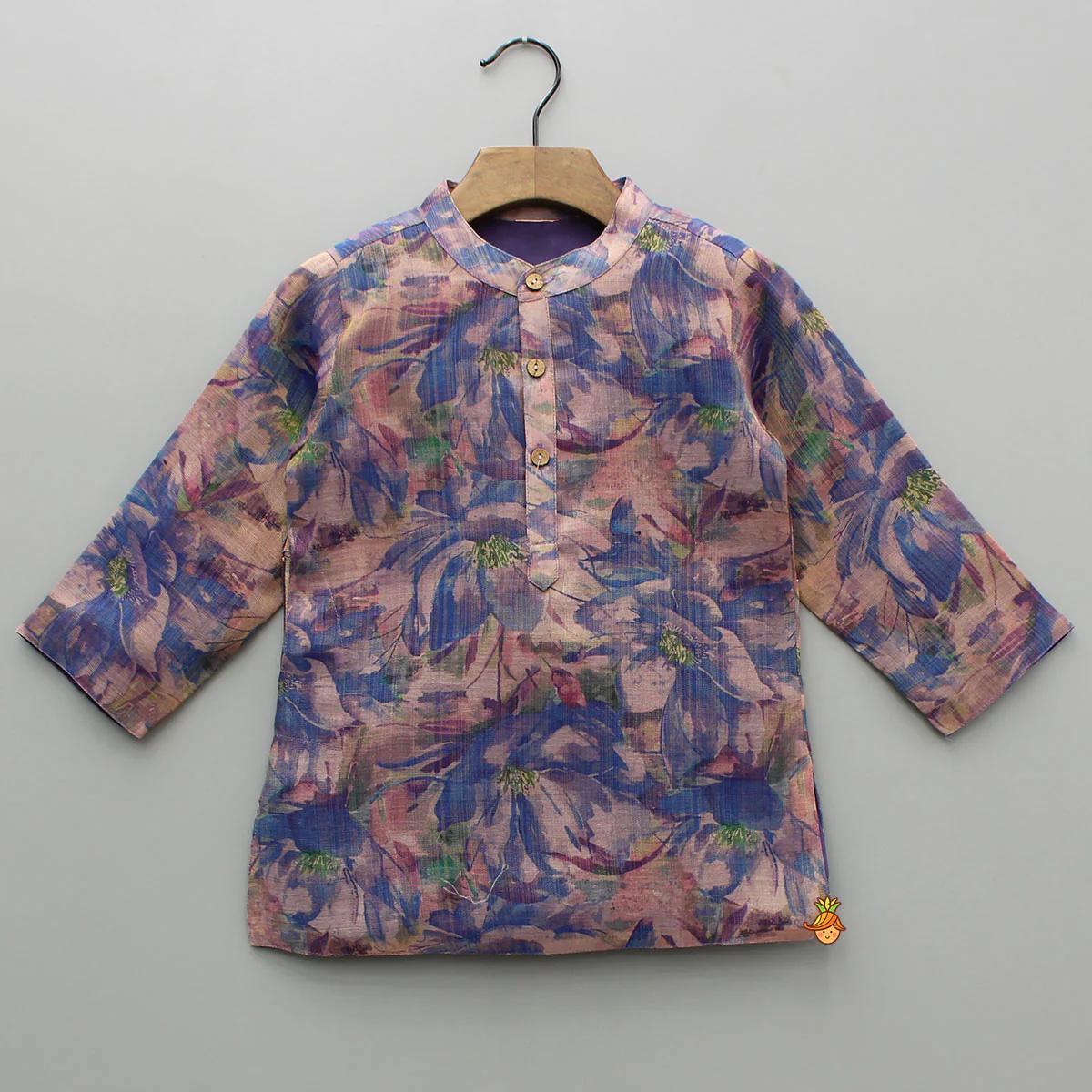 Purple Multicolour Printed Kurta With Embroidered Jacket And Pyjama - Image 4