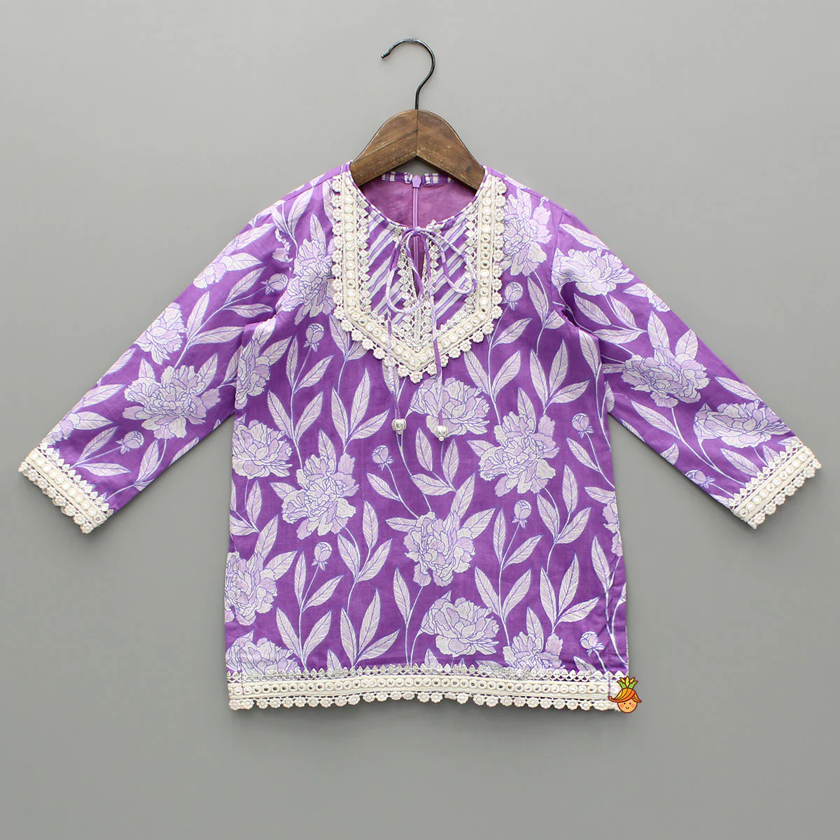 Purple Printed Kurti And Palazzo With Dupatta - Image 4