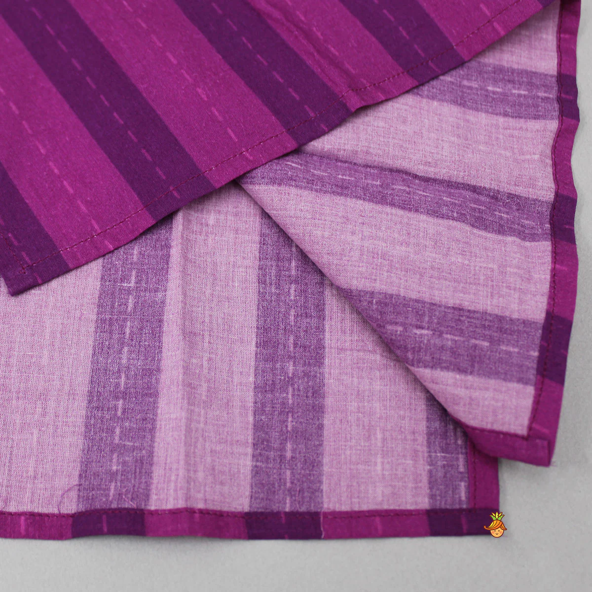 Purple Stripe Kurta And Checks Printed Churidar - Image 5
