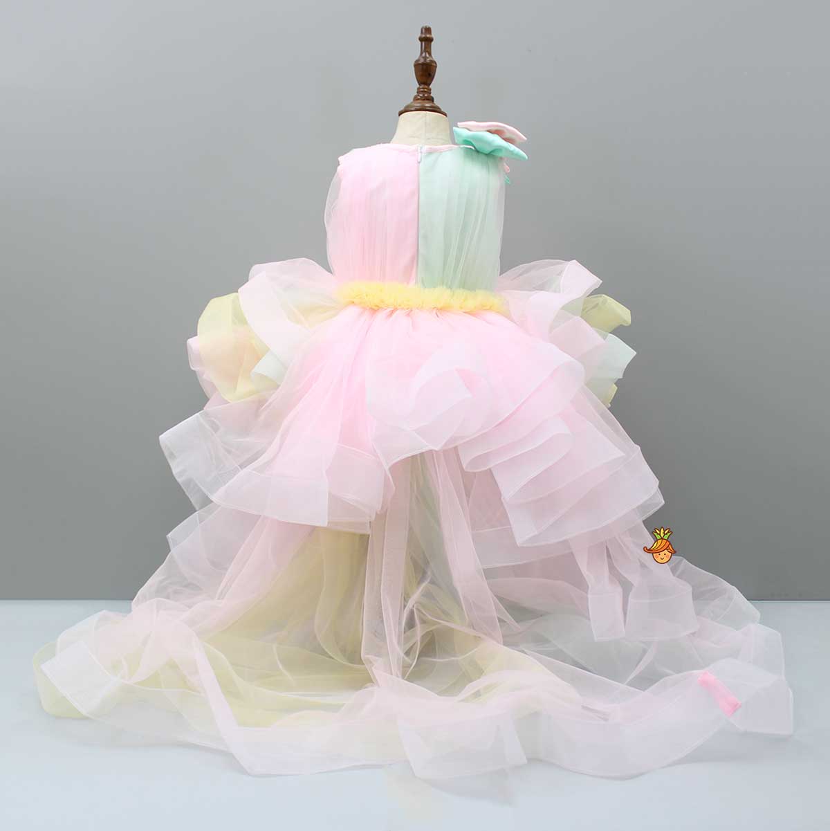 Rainbow Shaded Stone Embellished Dress With Detachable Trail - Image 2