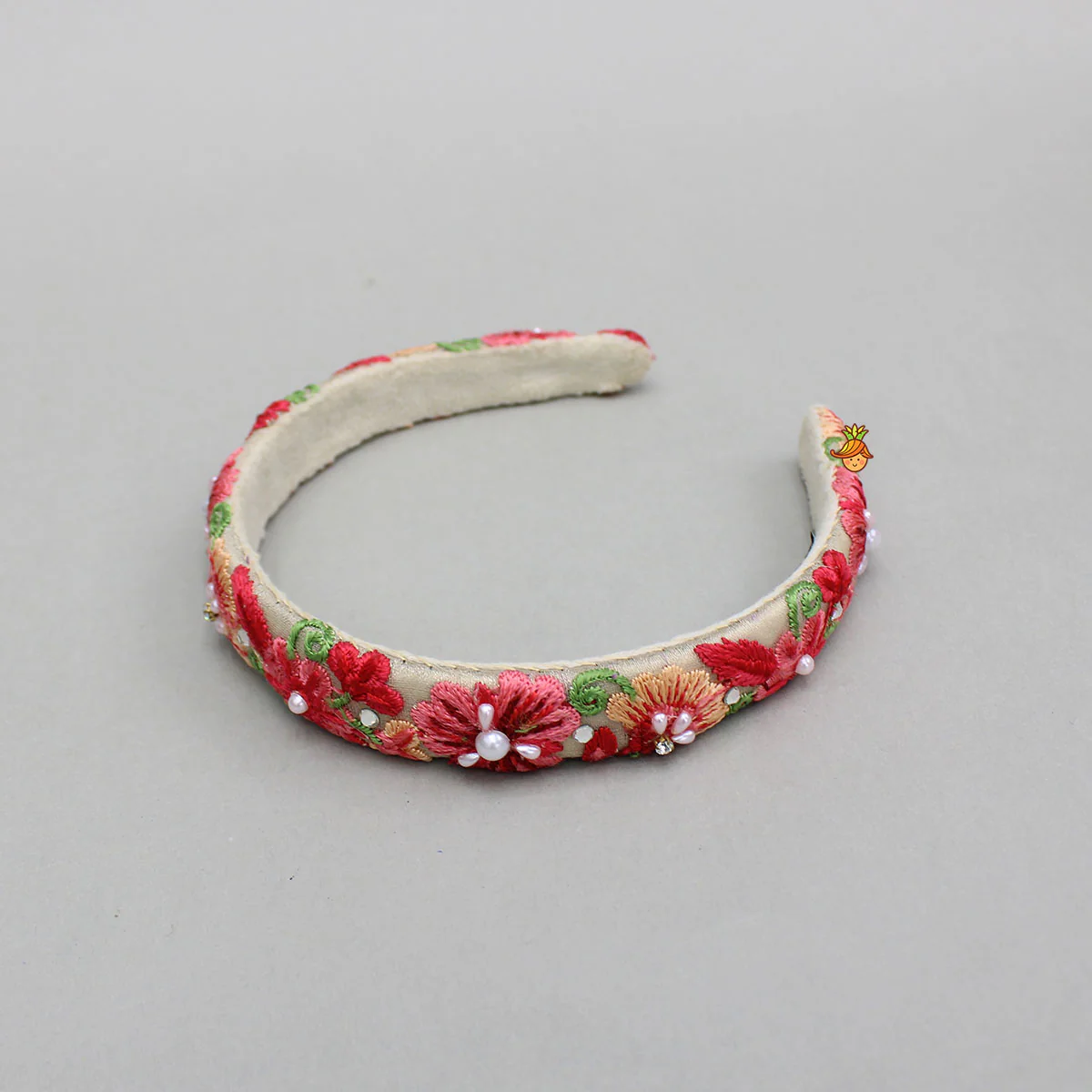 Red And Pink Floral Embroidery Hairband - Image 2