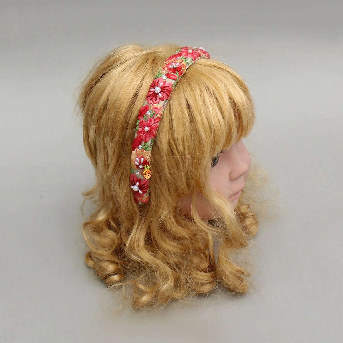 Red And Pink Floral Embroidery Hairband - Image 4
