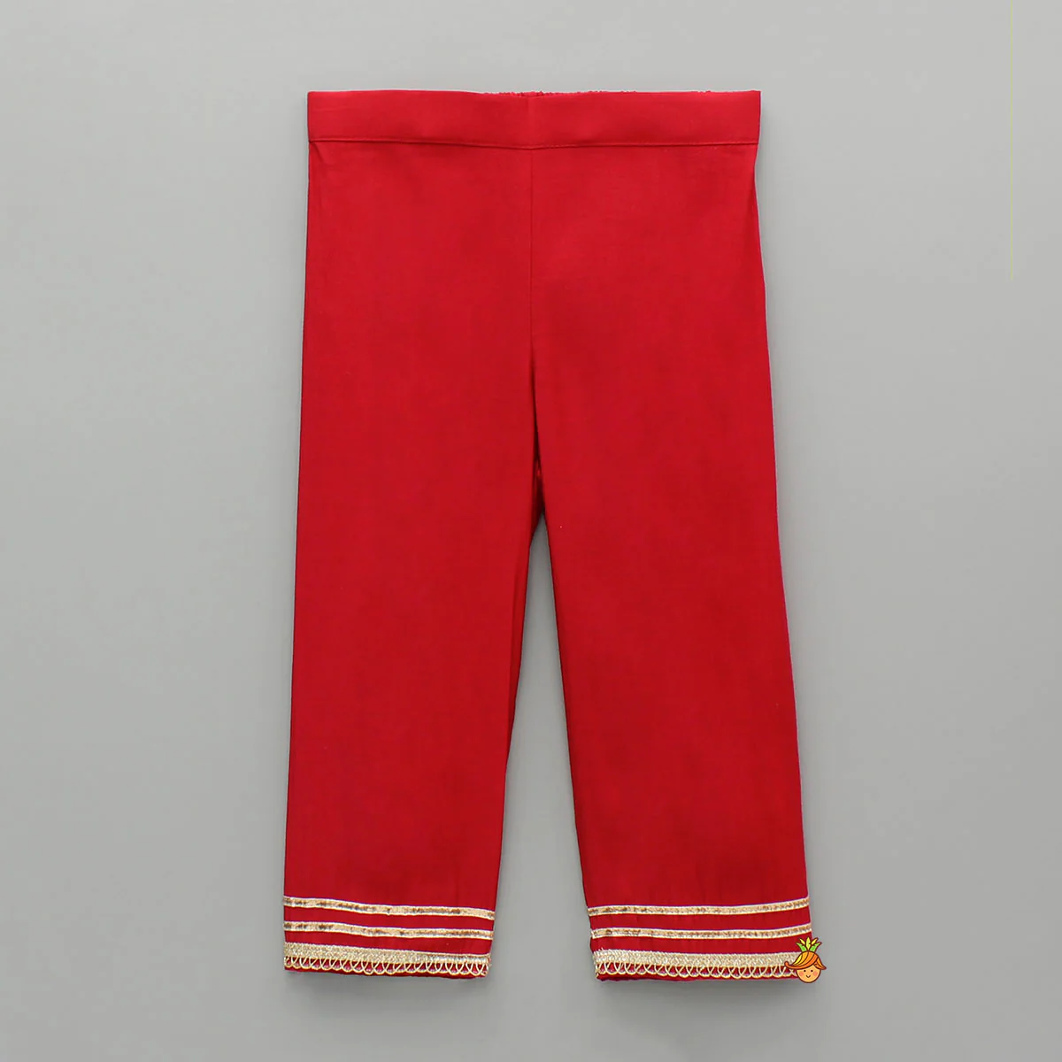 Red Angarkha Style Embroidered Peplum Kurti And Pant - Image 4