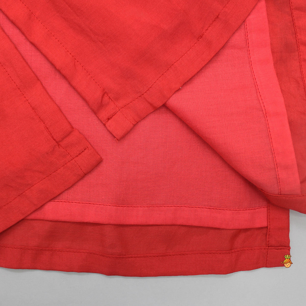 Red Faux Mirror Work Kurta With Pyjama - Image 5