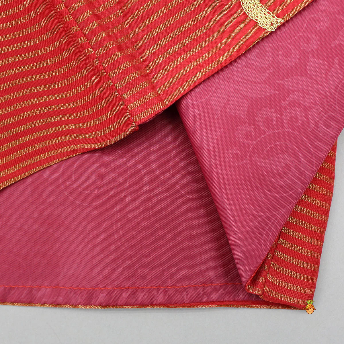 Red Gota Kurta With Churidar And Jacket - Image 8