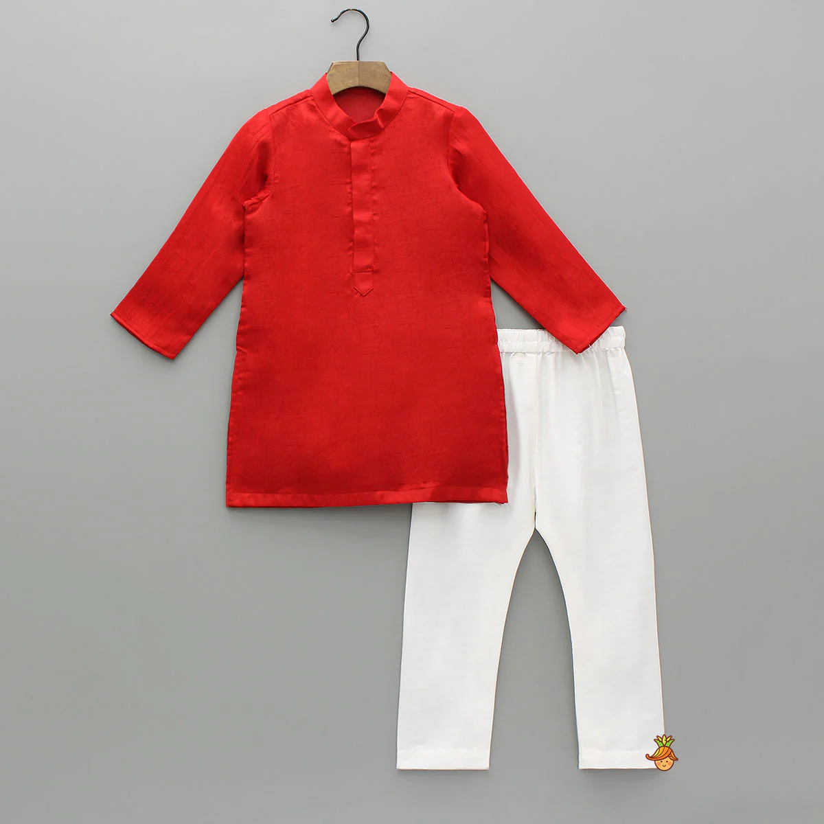Red Kurta With Off White Floral And Sequins Embroidered Jacket And Pyjama - Image 3
