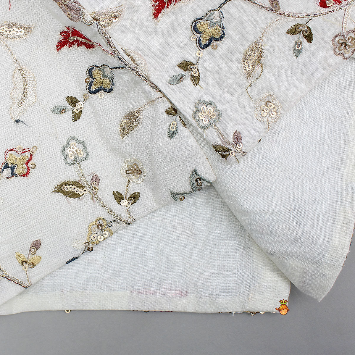 Red Kurta With Off White Floral And Sequins Embroidered Jacket And Pyjama - Image 8