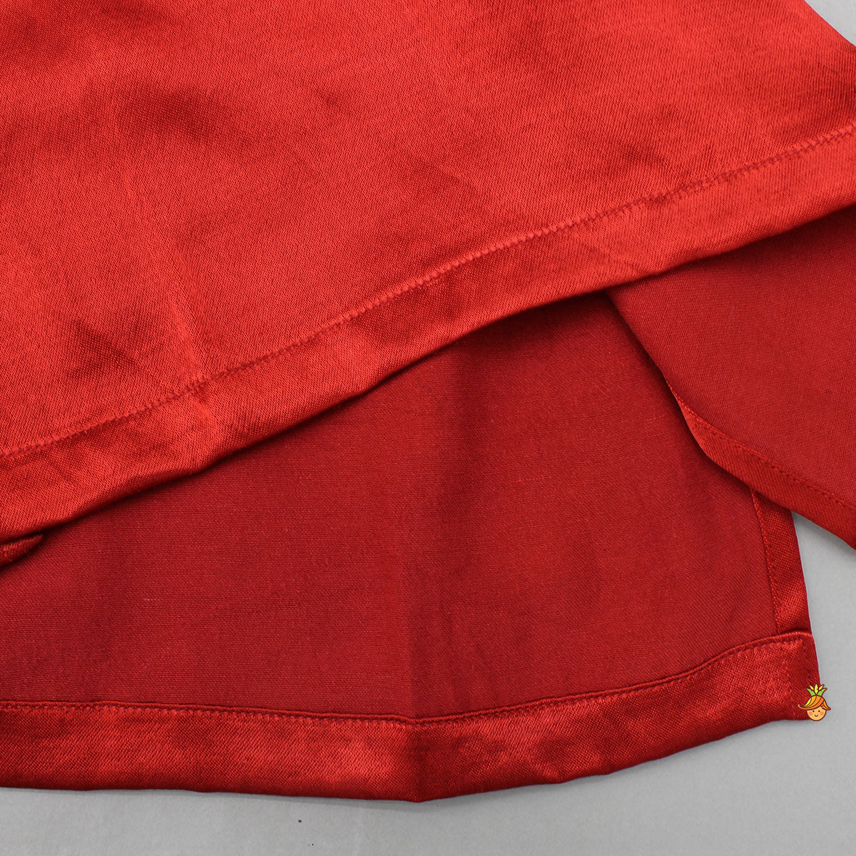 Red Kurta With Printed Jacket And Off White Pyjama - Image 7