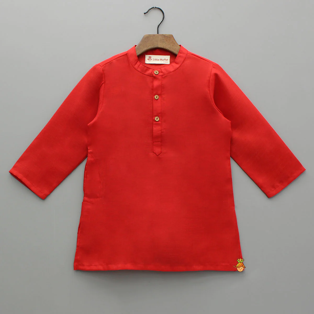 Red Kurta With Printed Multicolour Jacket And Pyjama - Image 4
