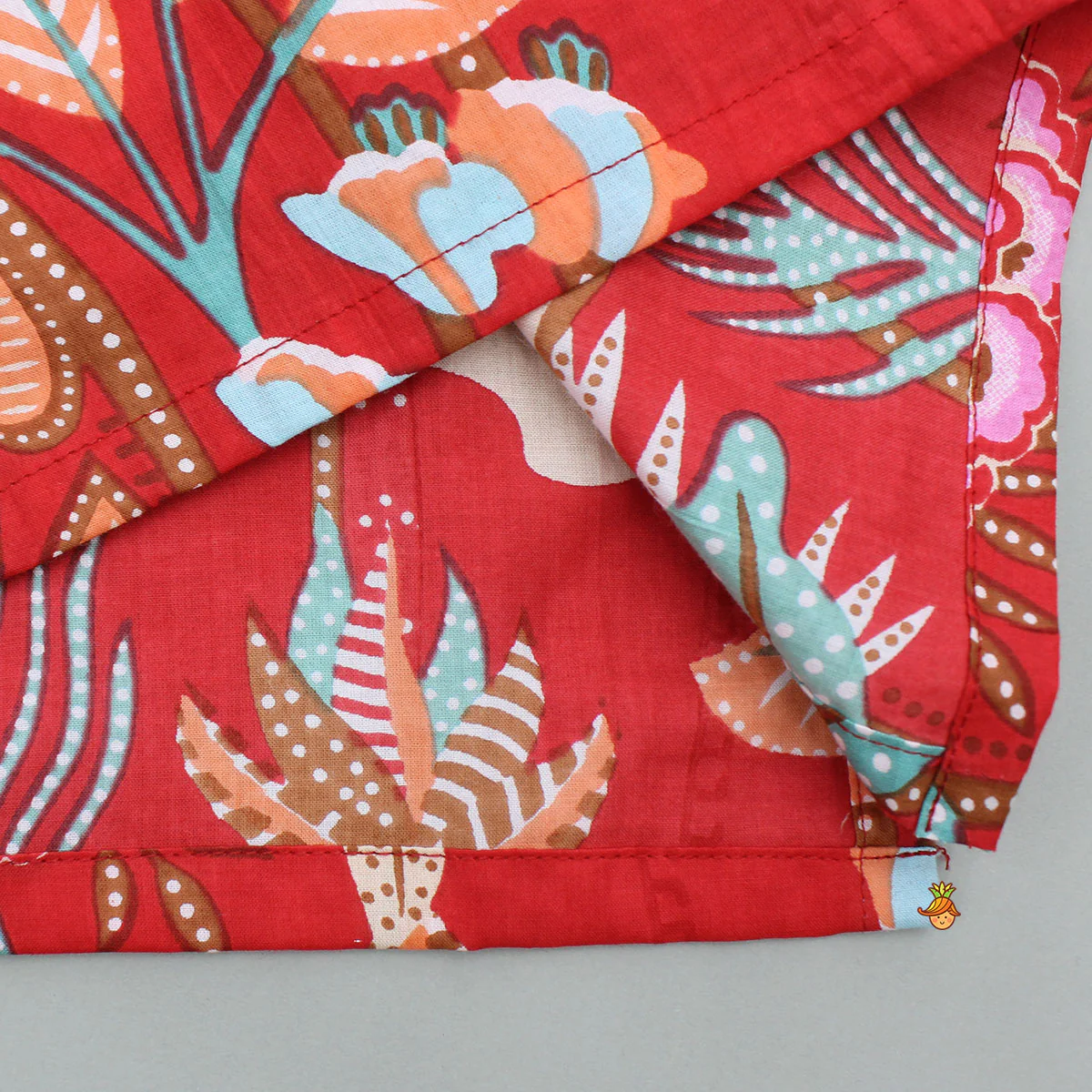 Red Printed Kurta And Pyjama - Image 5