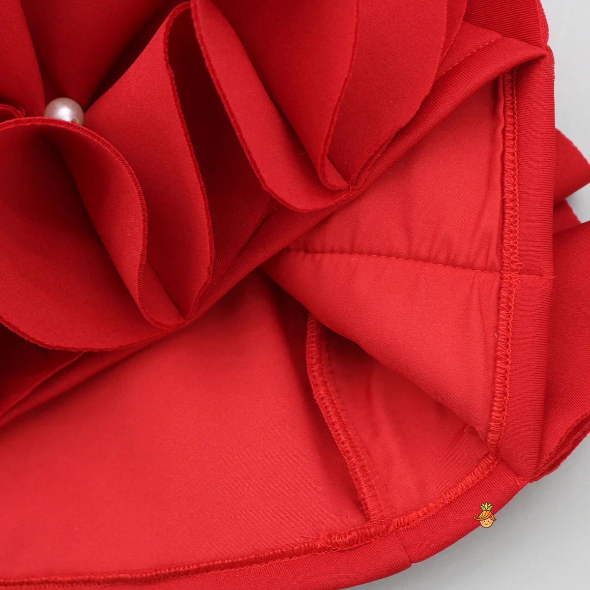 Red Ruffle Hem Dress With Bow Adornment - Image 9