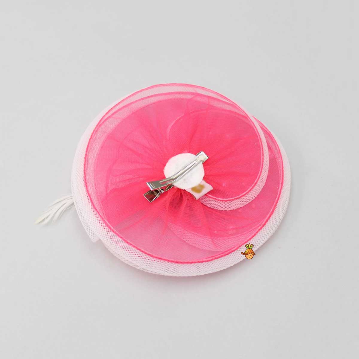 Rose Adorned Pink Alligator Hair Clip - Image 2
