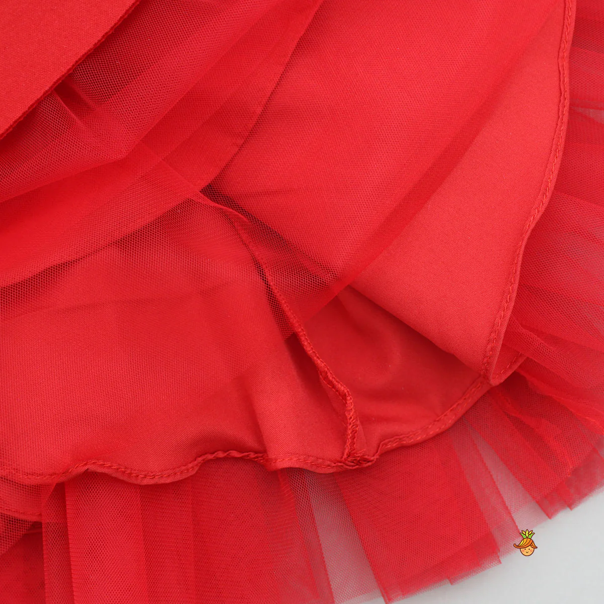 Rose Embellished Frilly Red Scuba Dress - Image 10