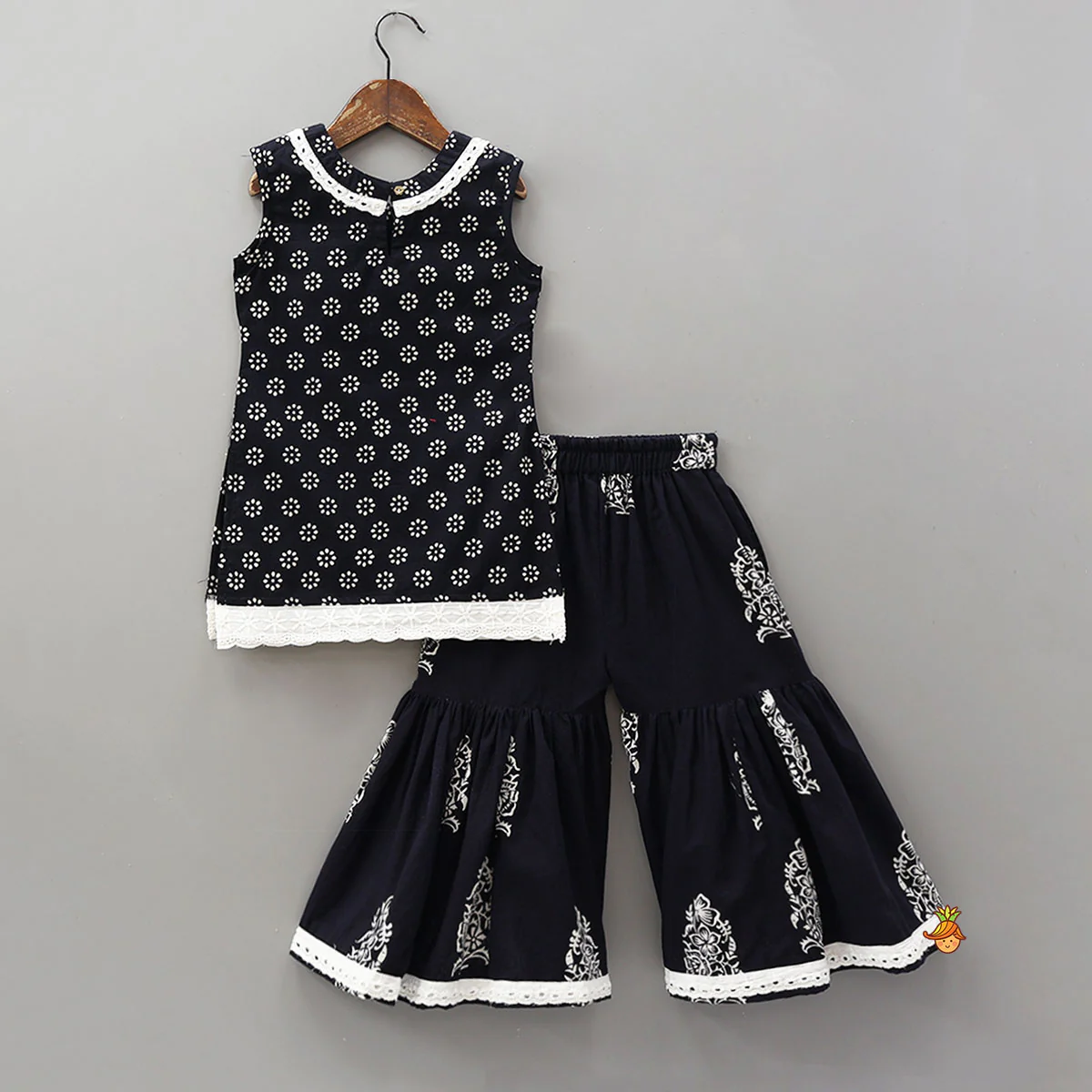 Round Neck Cotton Kurti With Matching Sharara - Image 2