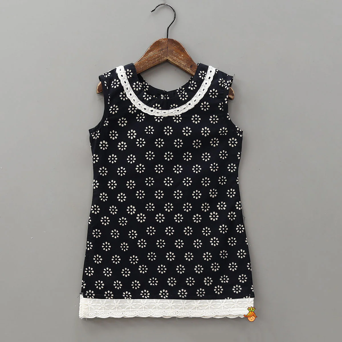 Round Neck Cotton Kurti With Matching Sharara - Image 3