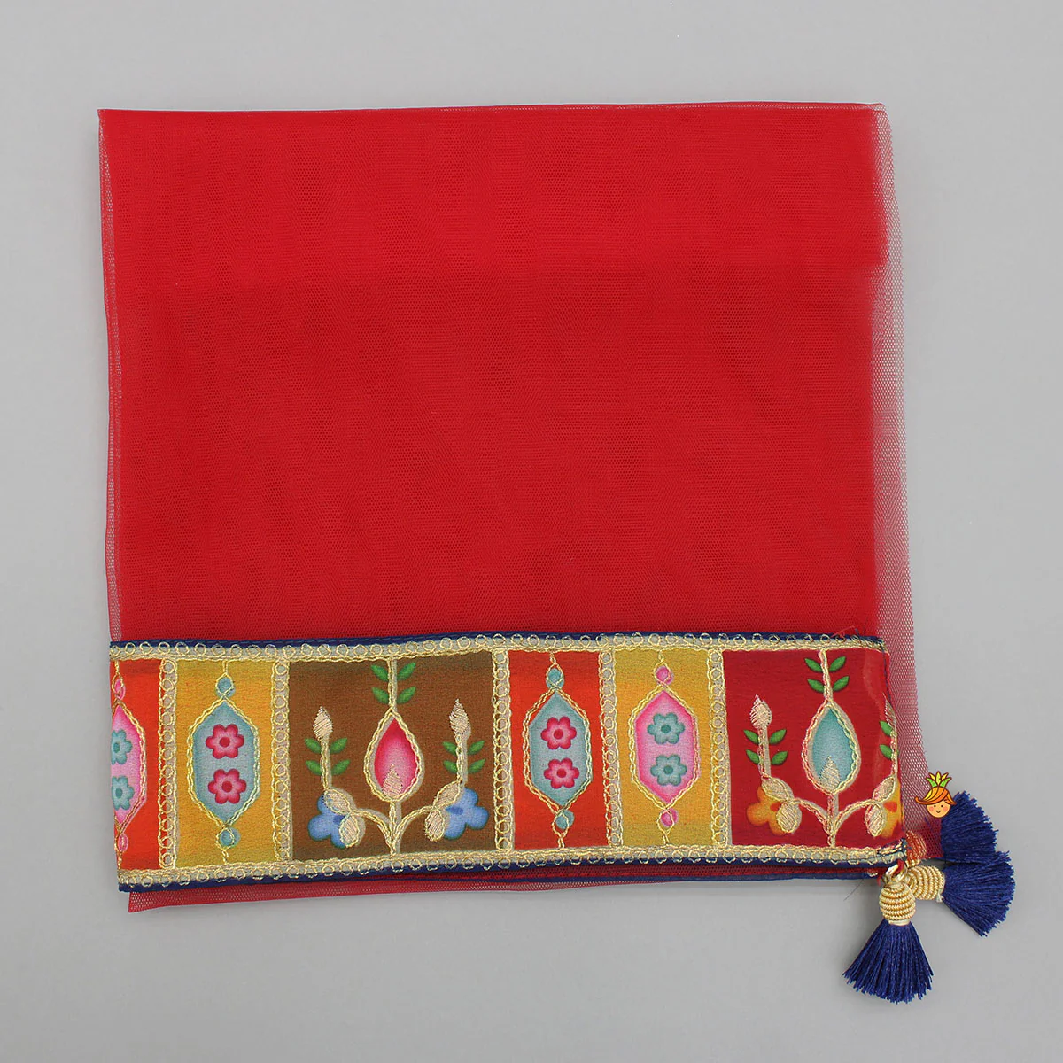 Fringed Hem Red Top And Lehenga With Matching Dupatta - Image 8