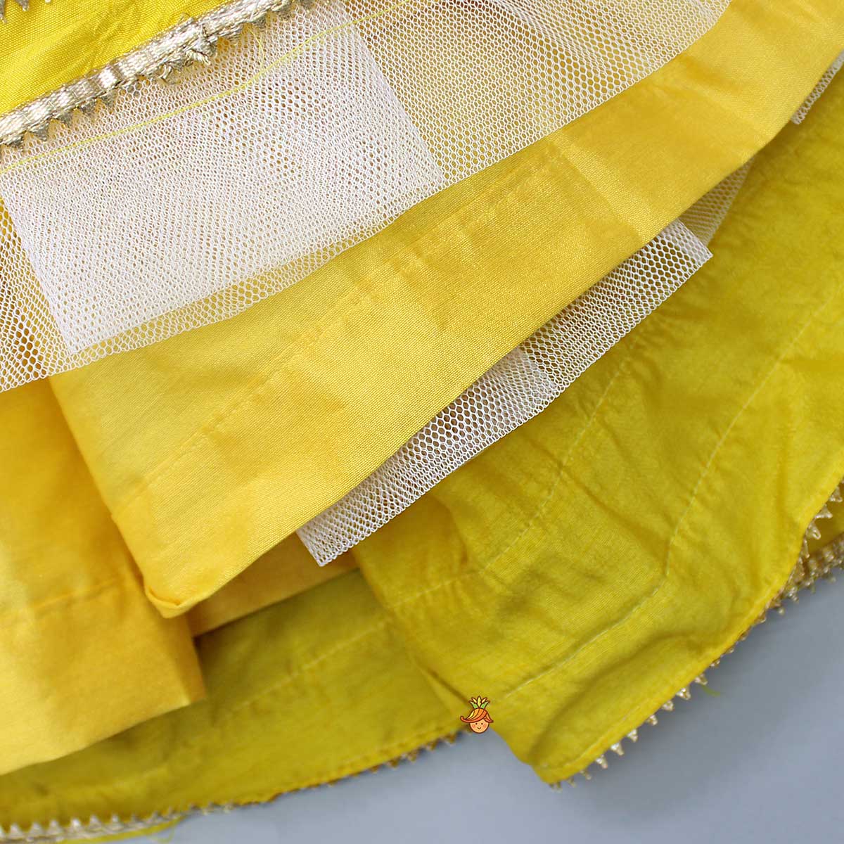 Round Neck Yellow Kurti With Heavy Embroidered Jacket - Image 5