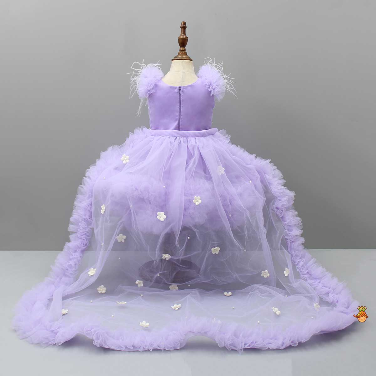 Ruffled Dress With Matching Bow And Swirled Bowie Headband - Image 2