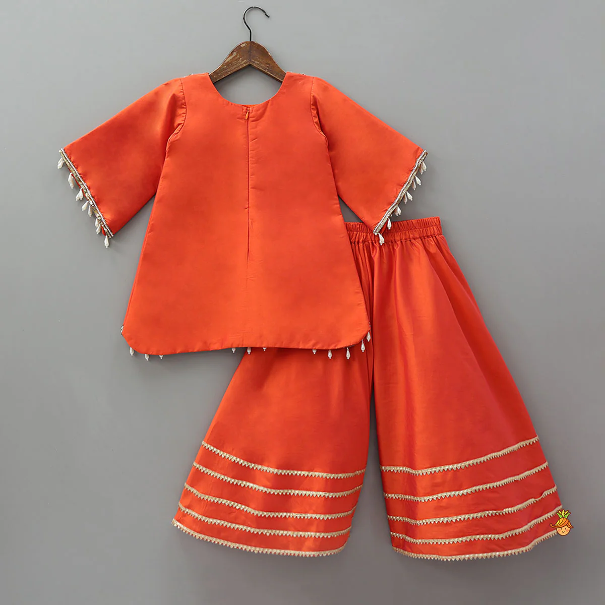 Scalloped Hem Kurti And Palazzo With Matching Dupatta - Image 2