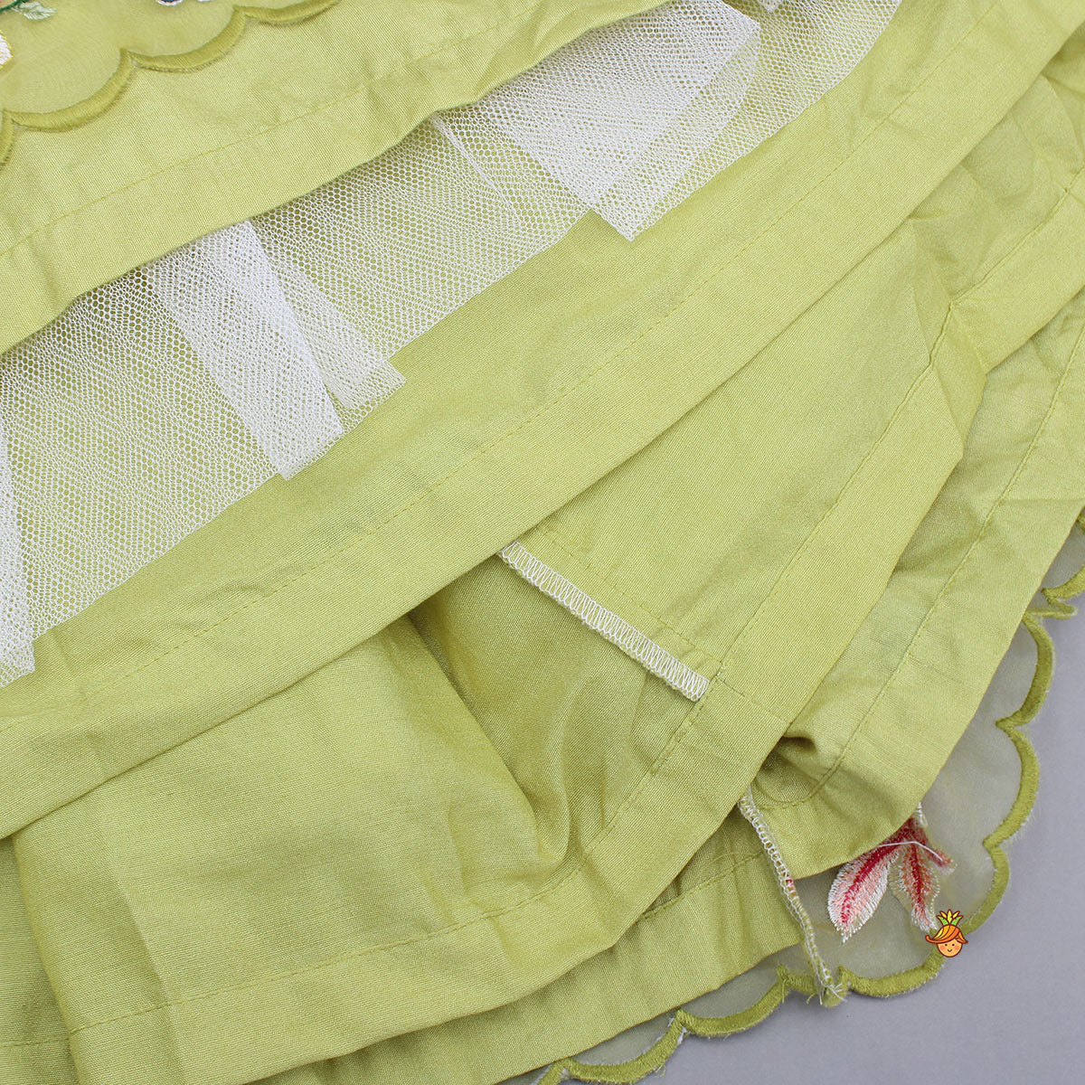 Scalloped Hem Thread Embroidered Top And Lehenga - Image 10