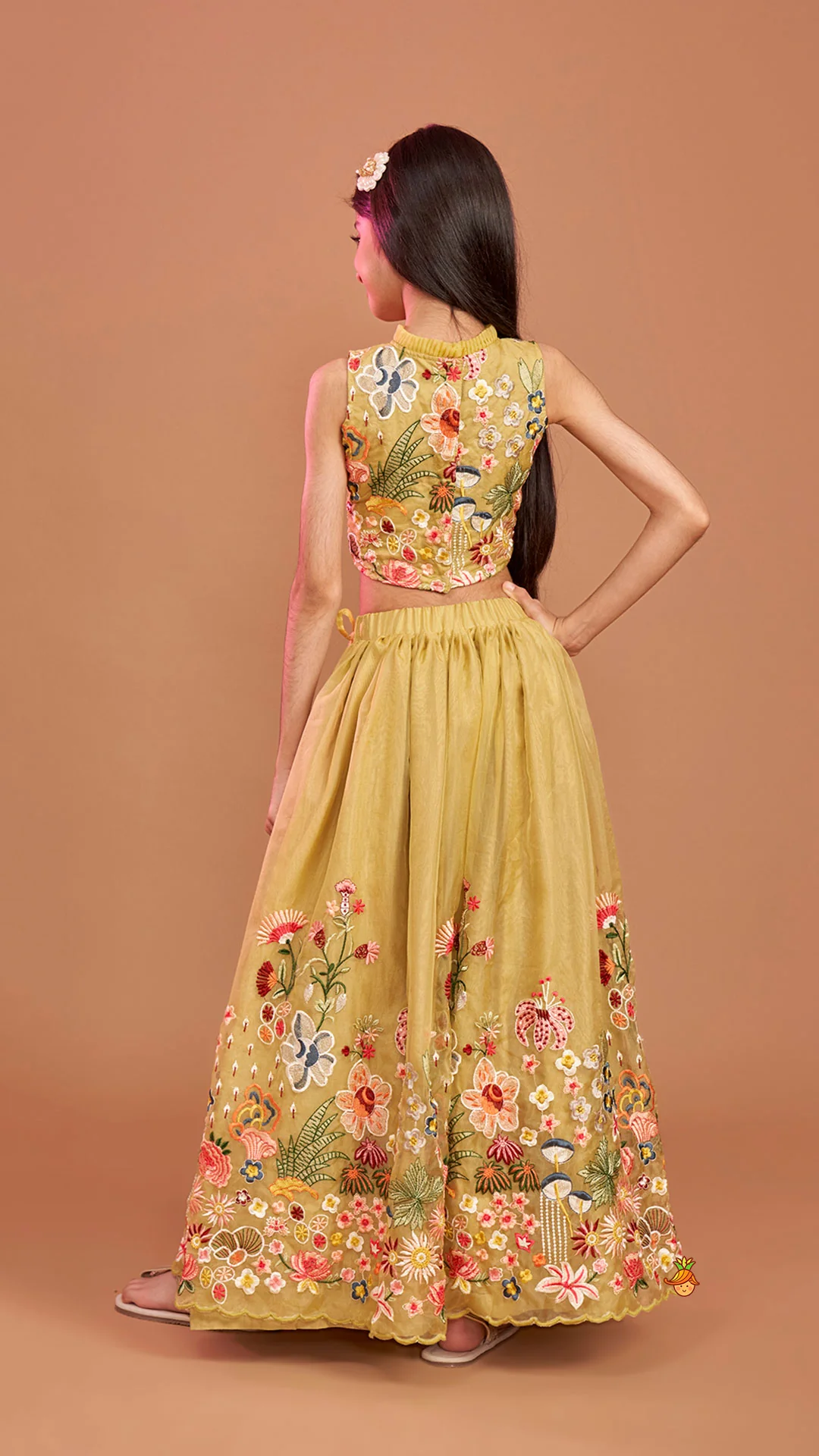 Scalloped Hem Thread Embroidered Top And Lehenga - Image 8