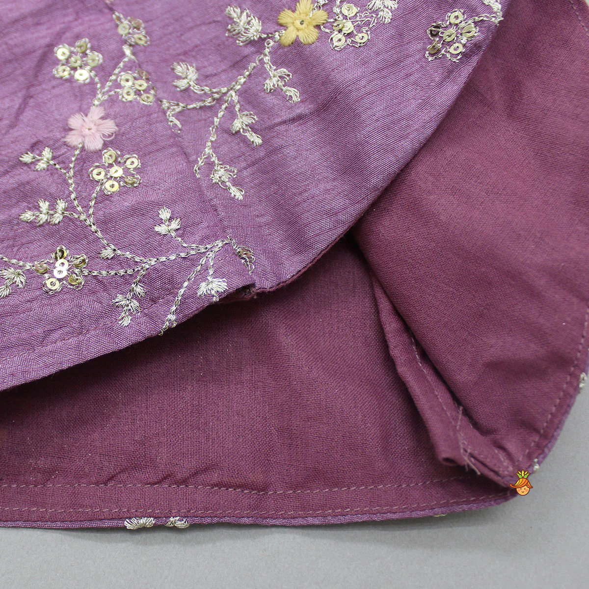 Sequin And Thread Work Lavender Kurta With Dhoti - Image 6
