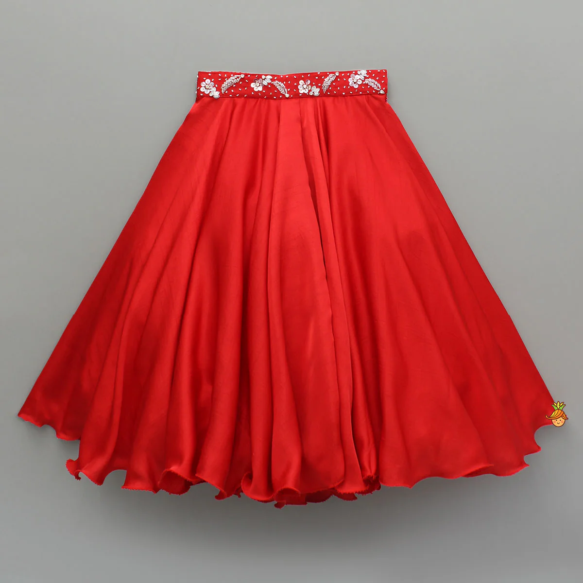 Sequin Embellished Red Top With Flared Lehenga - Image 4