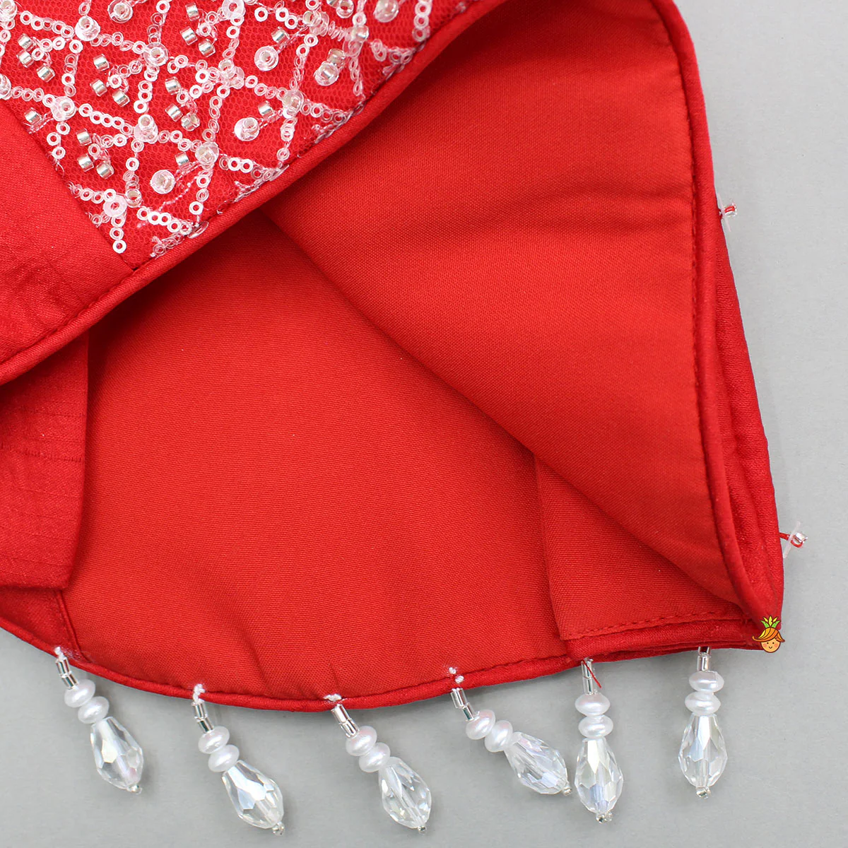 Sequin Embellished Red Top With Flared Lehenga - Image 5