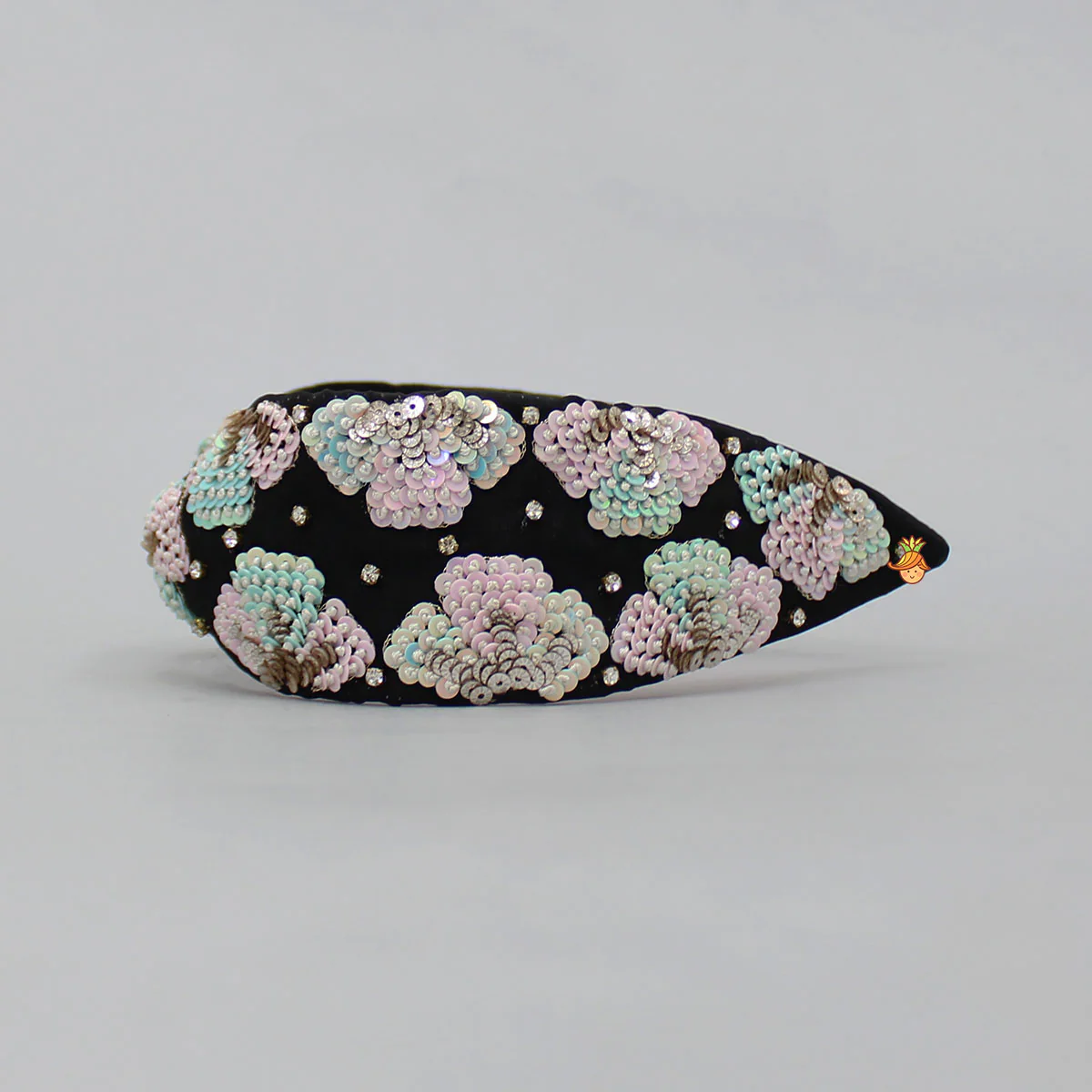 Sequin Embroidered Black Hairband