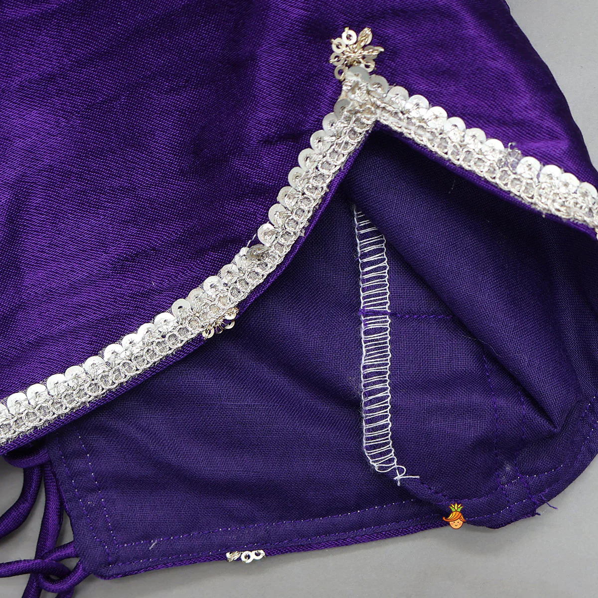 Sequin Embroidered Purple Top And Lehenga With Matching Net Dupatta - Image 9