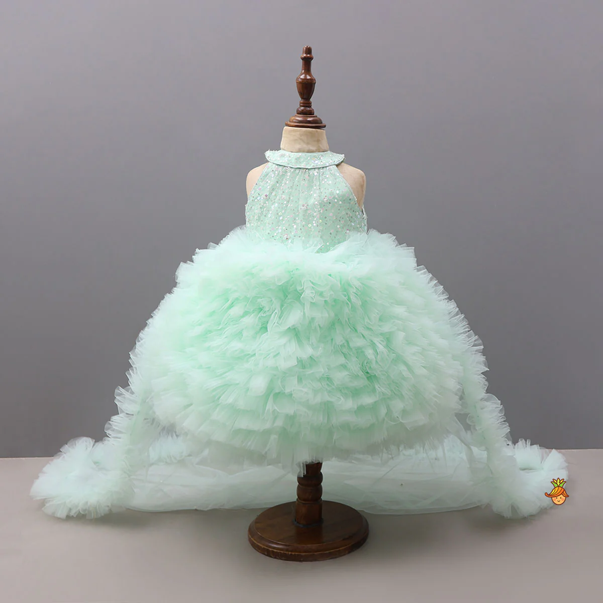 Sequin Work Trail Dress With Headband - Image 3