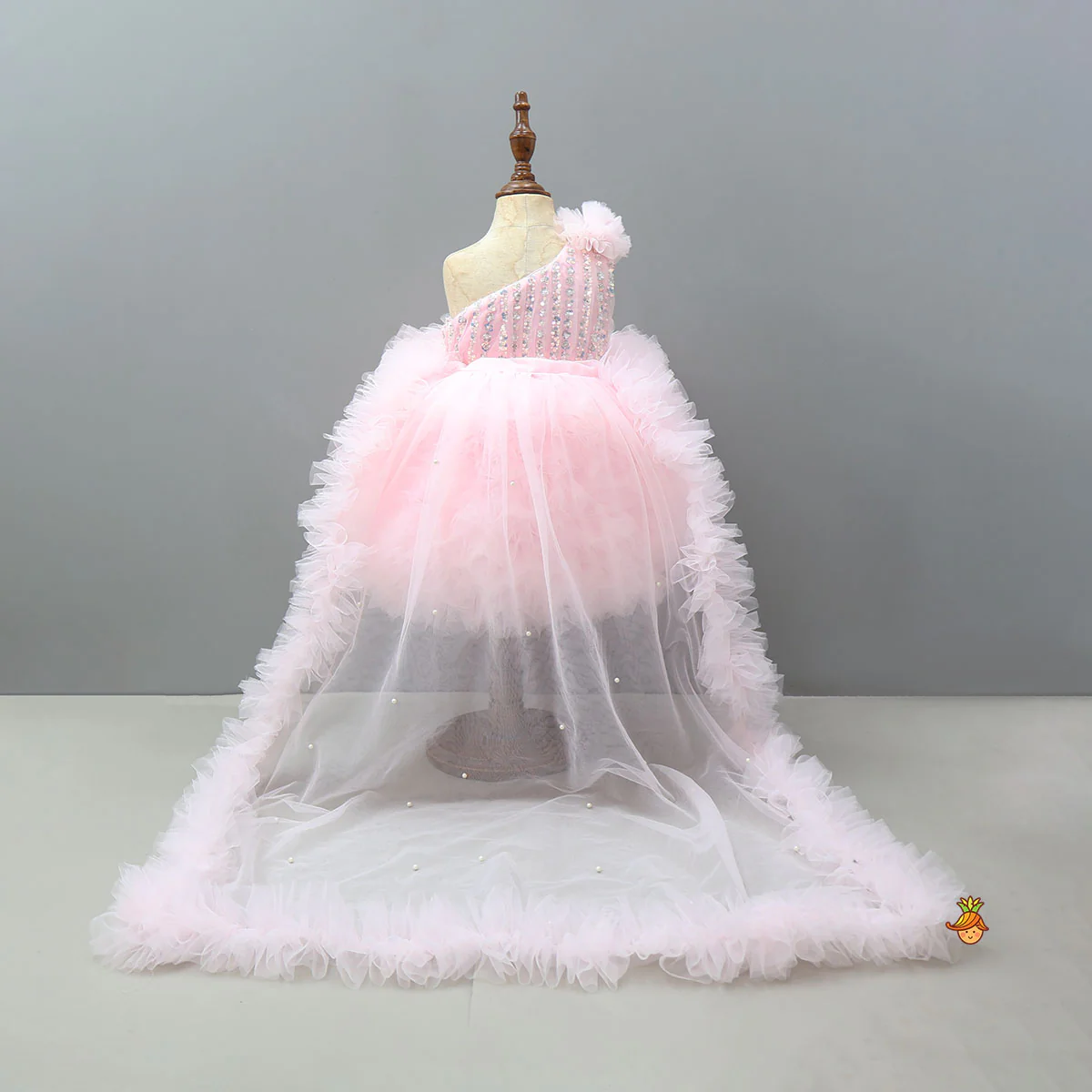 Sequin Work Yoke Trail Dress With Headband - Image 2