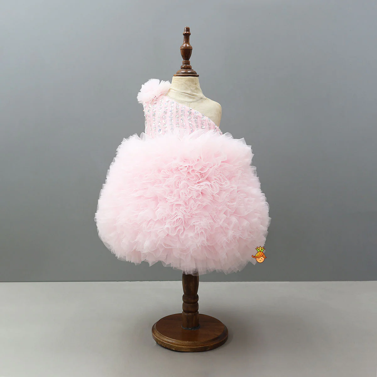 Sequin Work Yoke Trail Dress With Headband - Image 3