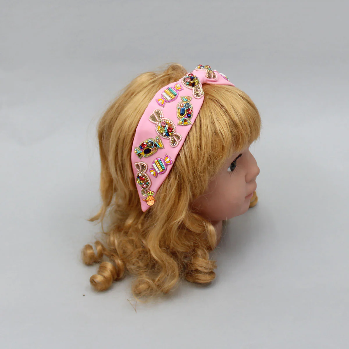 Sequins and Beaded Candy Worked Pink Hairband - Image 4