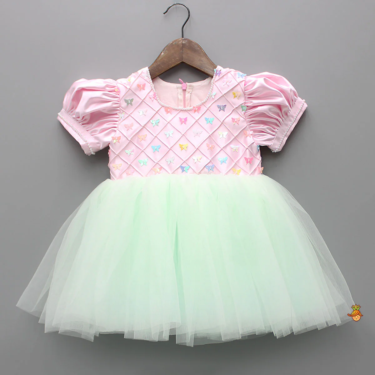 Sequins Butterflies Embellished Yoke Flared Dress