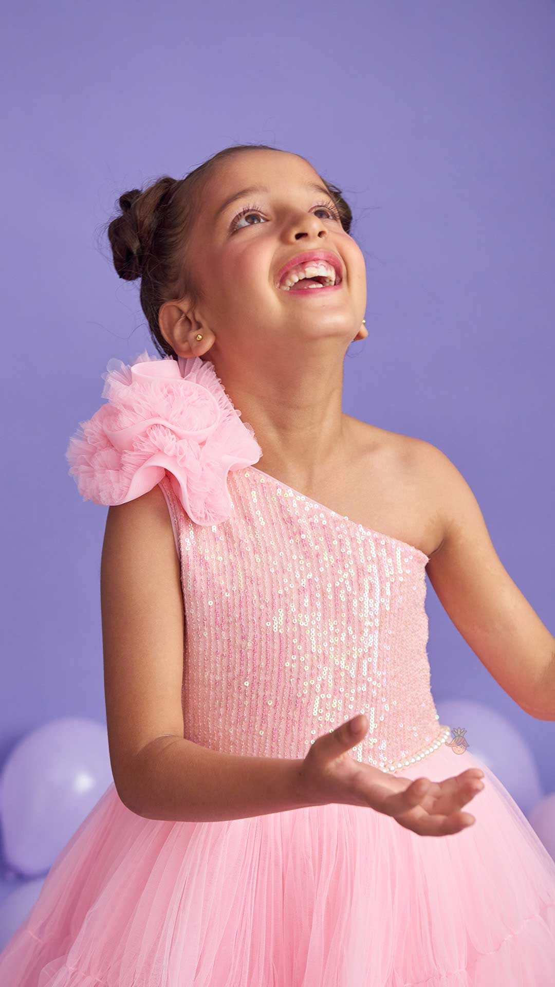 Sequins Embellished One Shoulder Layered Gown - Image 5