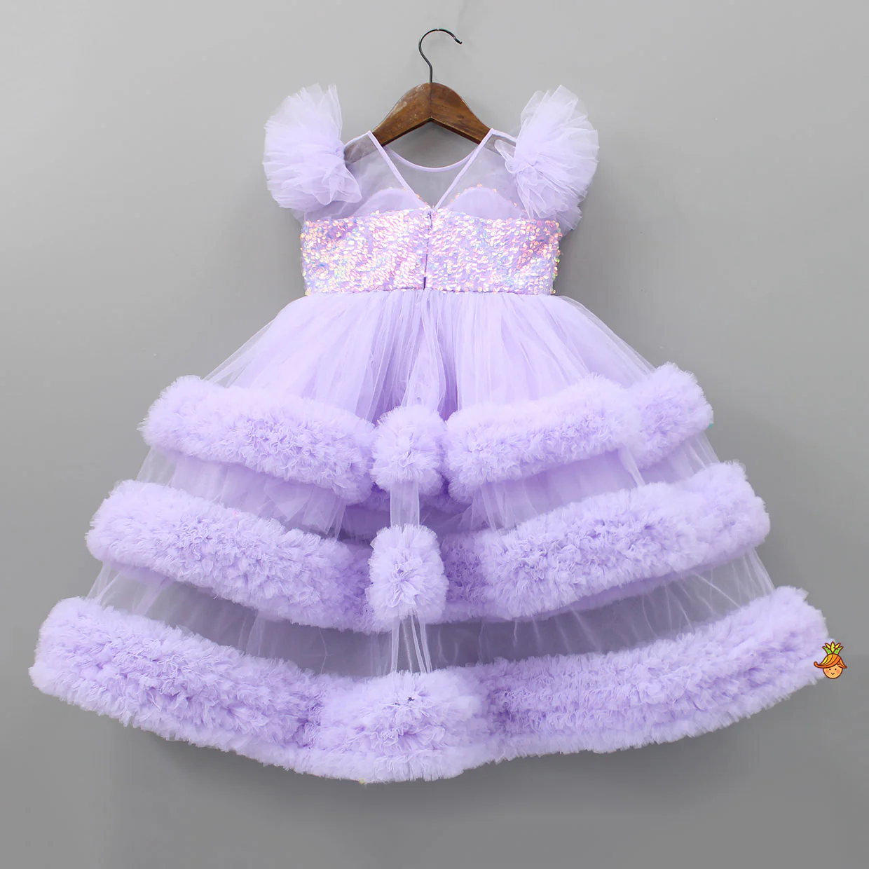 Sequins Embellished Yoke Frilled Net Gown - Image 2