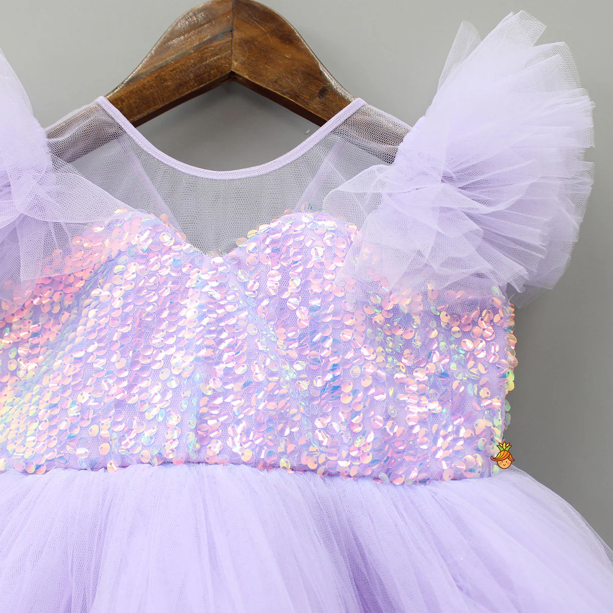 Sequins Embellished Yoke Frilled Net Gown - Image 3