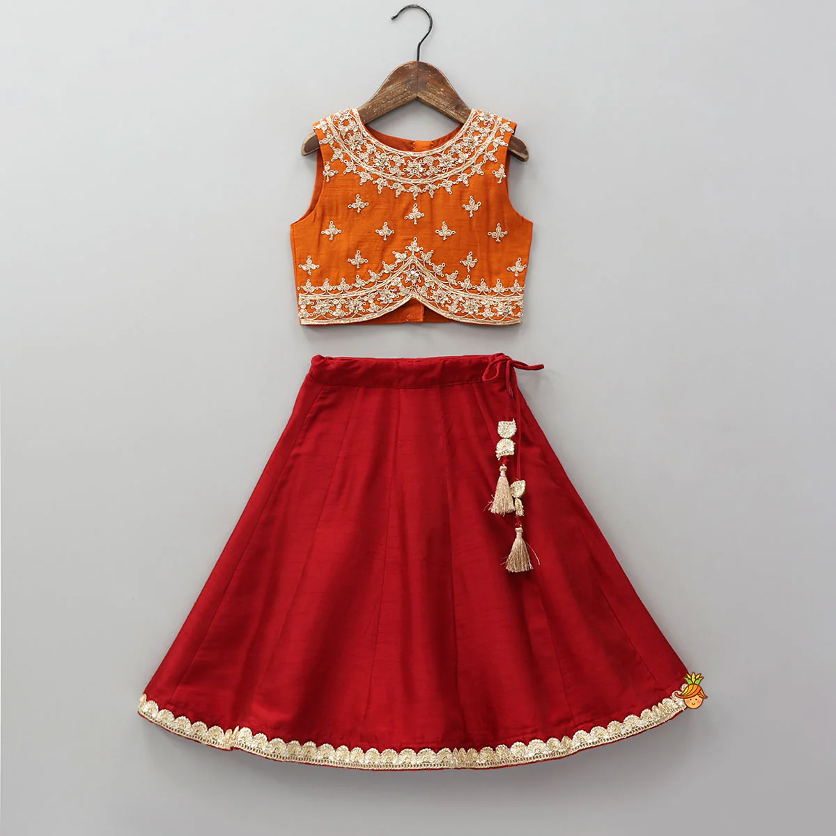 Sequins Embroidered Crop Top And Contrasting Lehenga With Matching Dupatta - Image 3