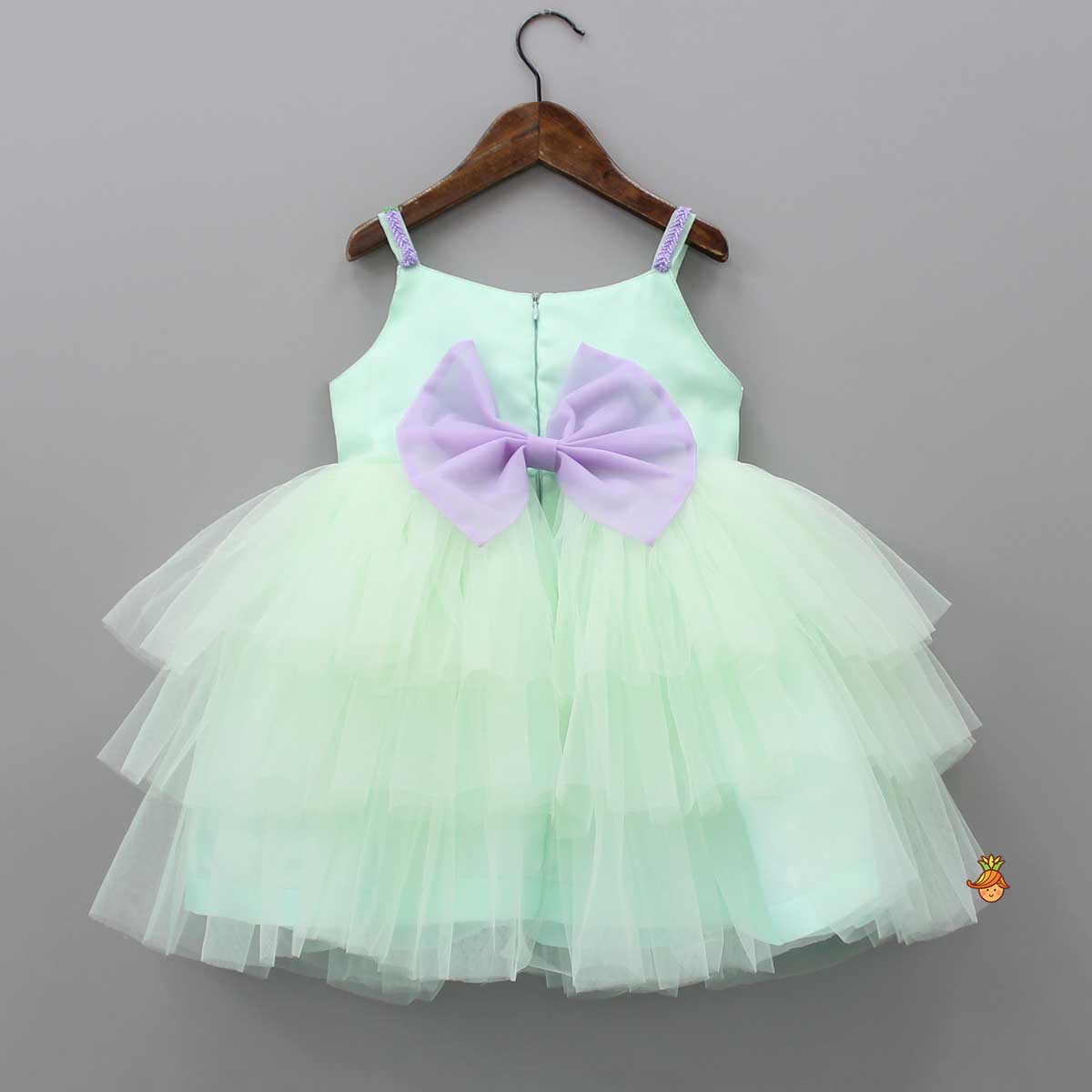 Sequins Fairies Embroidered Green Ruffled Dress - Image 2