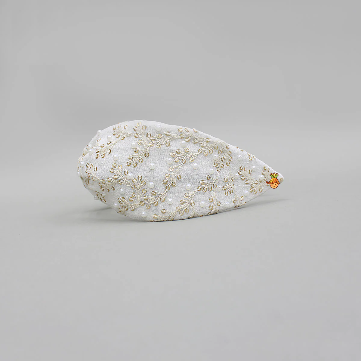 Sequins Leaf Embroidered White Hair Band