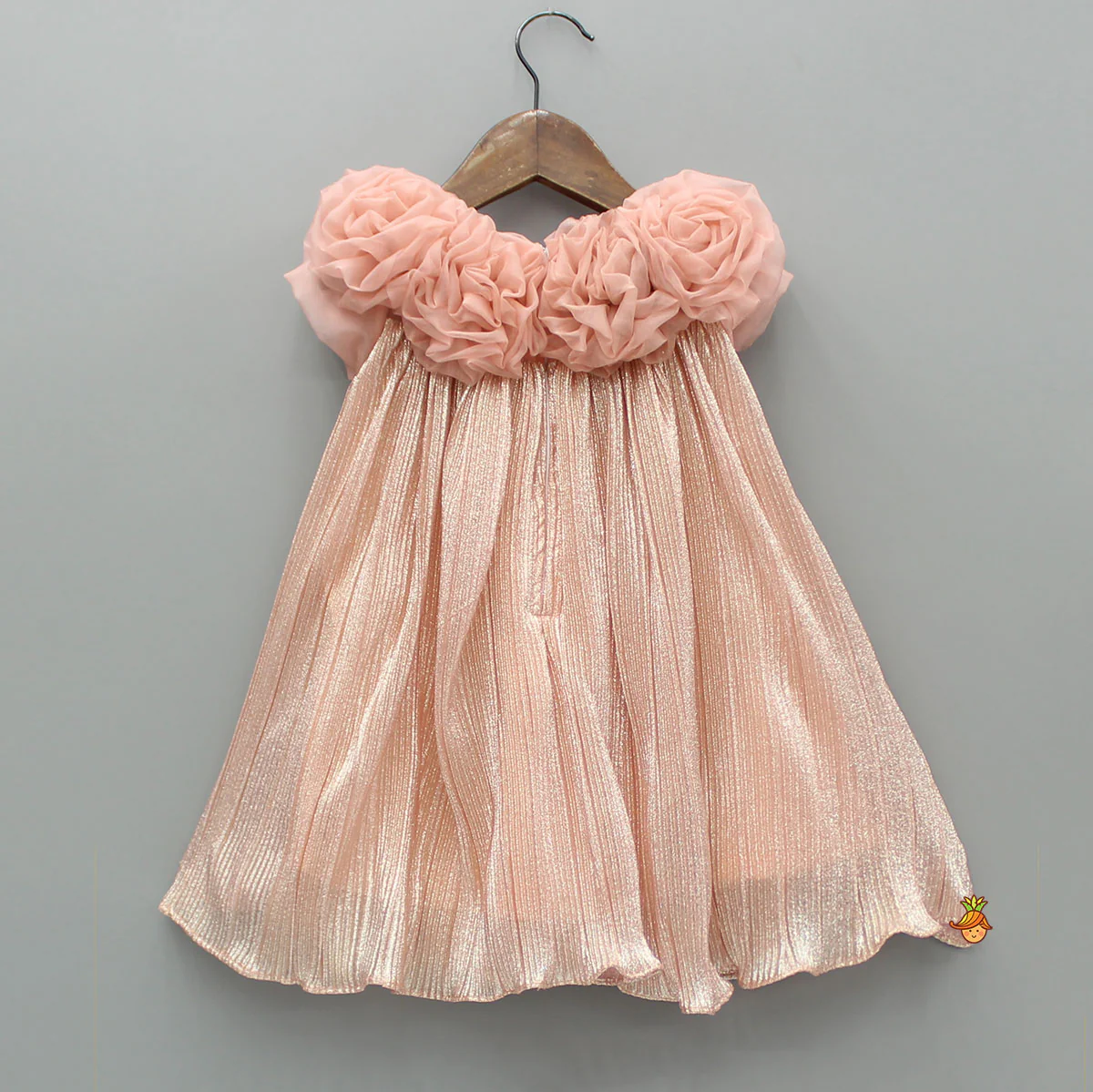 Shimmery And Ruffle Frilled Rose Flowers Adorned Dress - Image 2