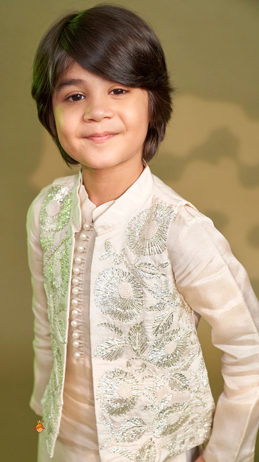 Shimmery Kurta With Front Open Gota Embroidered Jacket And Pyjama - Image 8