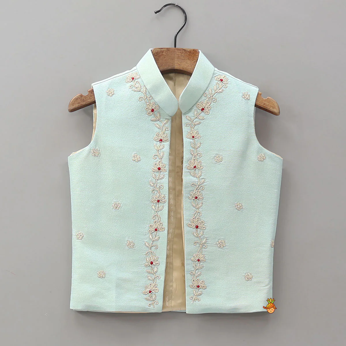 Shimmery Kurta With Open Jacket And Churidar - Image 6