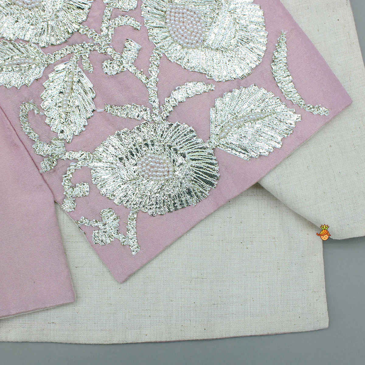 Shimmery Kurta With Shimmery Front Open Hand Embroidered Jacket And Pyjama - Image 8