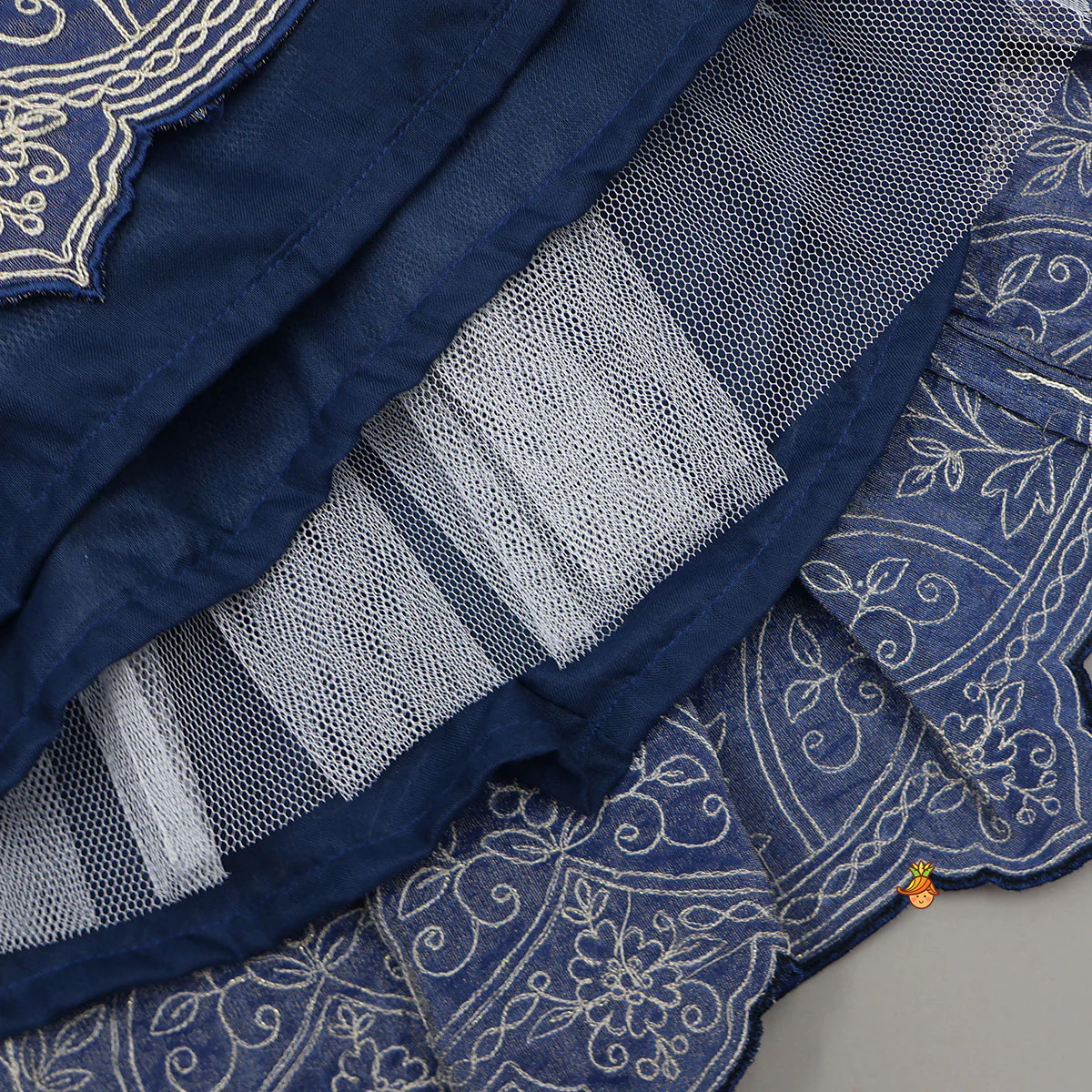 Shimmery Pleated Top And Lehenga With Matching Dupatta - Image 7